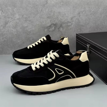 Men's Sneakers, Black and White, Lace-Up Style, Casual Athletic Shoes
