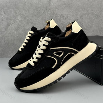 Men's Sneakers, Black and White, Lace-Up Style, Casual Athletic Shoes