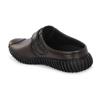 Men's Synthetic Leather-Look Slip-On Mule Sandals with Strap (TAN)