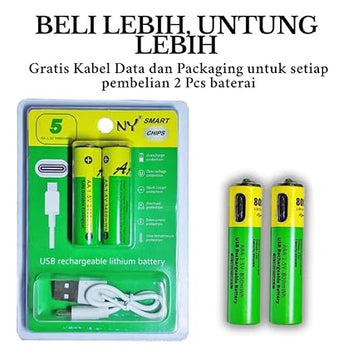 2 Pcs Type C Rechargeable AA Batteries 800mWh - CL-VI-2185